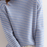 ハイネックベーシックボーダー柄ニットトップス　6色入 - liwisi