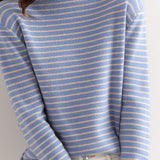 ハイネックベーシックボーダー柄ニットトップス　6色入 - liwisi