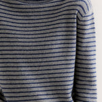 ハイネックベーシックボーダー柄ニットトップス　6色入 - liwisi