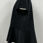 ラウンドネックパール装飾ペプラムブラウス　2色入 - liwisi