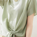 サイドリボンシフォンTシャツ　2色入 - liwisi