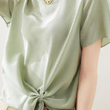 サイドリボンシフォンTシャツ　2色入 - liwisi