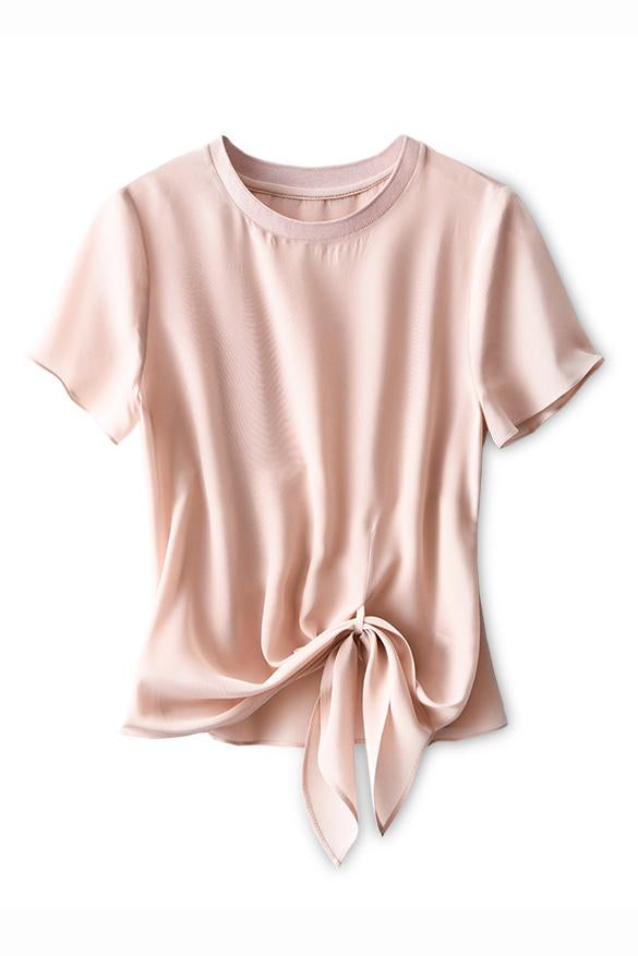 サイドリボンシフォンTシャツ　2色入 - liwisi