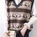 Ｖネックレトロフェアアイルニットベスト　3色入 - liwisi
