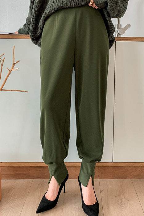 スリットヘムテーパードロングパンツ　3色入 - liwisi