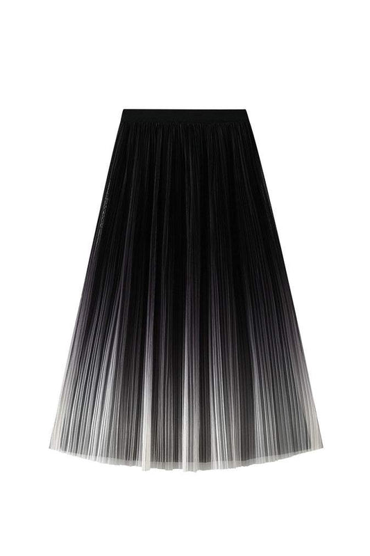 グラデーションチュールプリーツスカート　裏地付　5色入 - liwisi