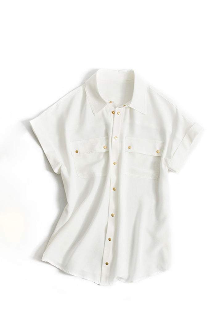 フレンチスリーブカジュアルシャツ　2色入 - liwisi