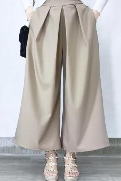 ハイウエストタックインロングワイドパンツ　4色入 - liwisi